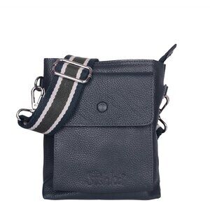 Leather Navy Blue Crossbody Shoulder Bag for Men & Women–Sling Bag for Daily Use